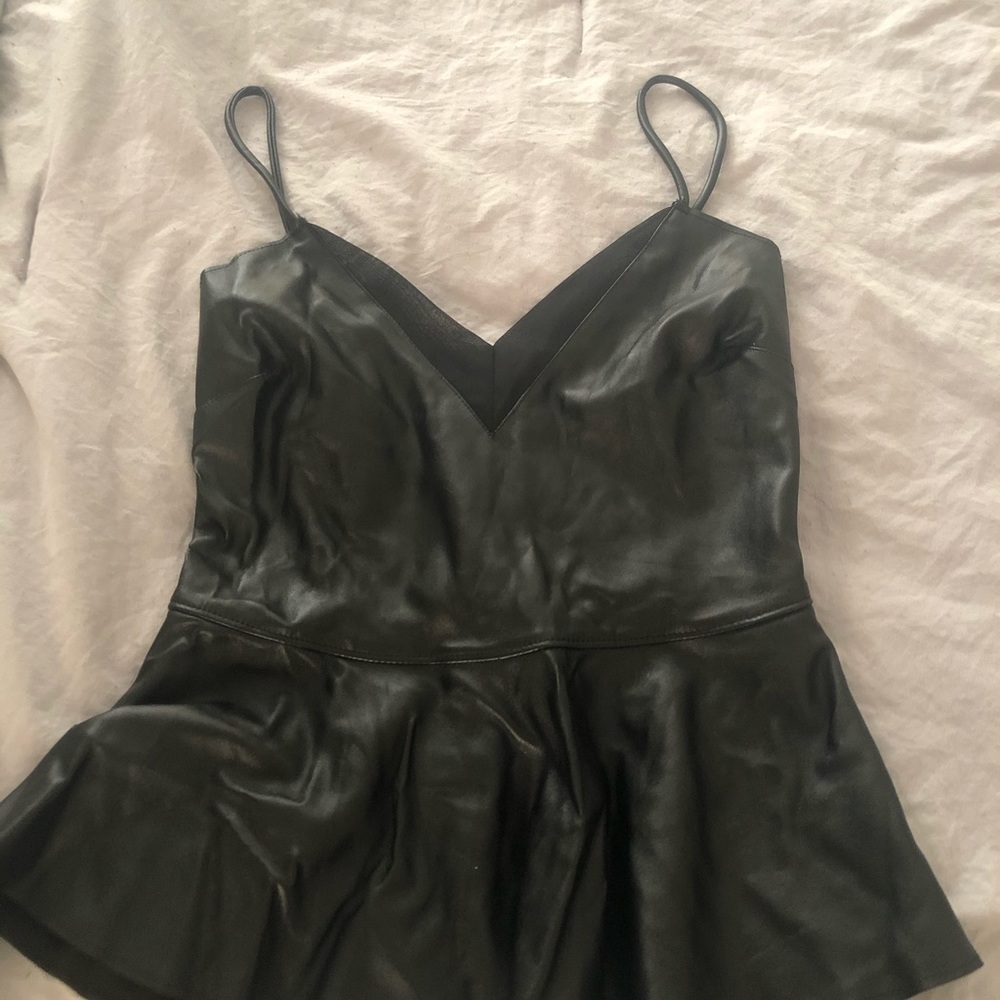 Sexy black top! Faux leather
